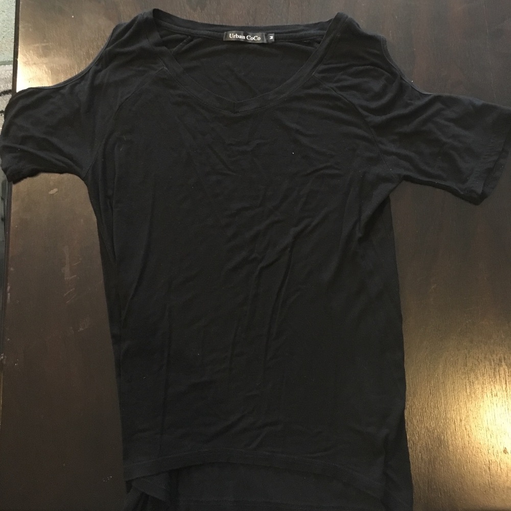 Black cut out shoulder top